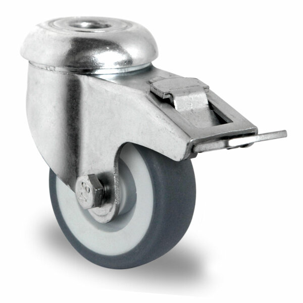 bolt hole swivel castor with total brake ø 50 mm series P2T2 plain bearing