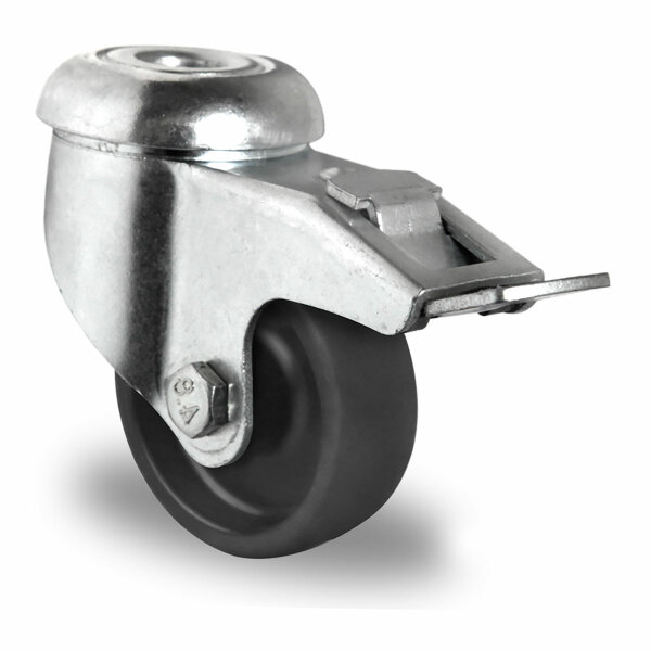 bolt hole swivel castor with total brake ø 50 mm series P4P4 plain bearing