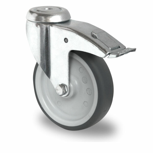 roulette pivotante à frein total à oeil ø 150 mm série P2T2 moyeu lisse