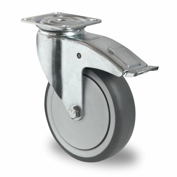 swivel castor with total brake ø 80 mm series P2T2 ball bearing