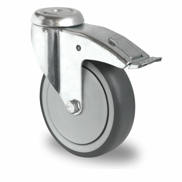 gibljivo kolo z zavoro in pritrditveno luknjo ø 80 mm serija P2T2 kroglični ležaj