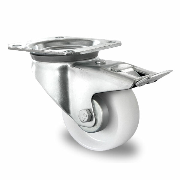swivel castor with total brake ø 80 mm series N0N0 roller bearing