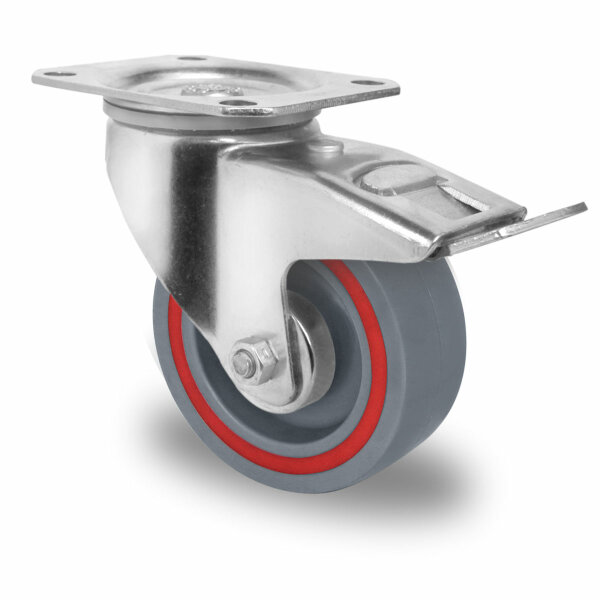 roulette pivotante avec frein total ø 100 mm série T6P2 roulement à rouleaux