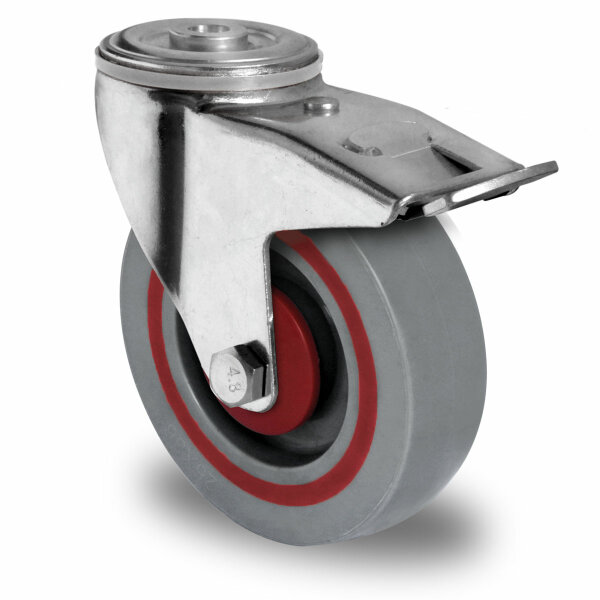 gibljivo kolo z zavoro in pritrditveno luknjo ø 100 mm serija T6P2 kroglični ležaj
