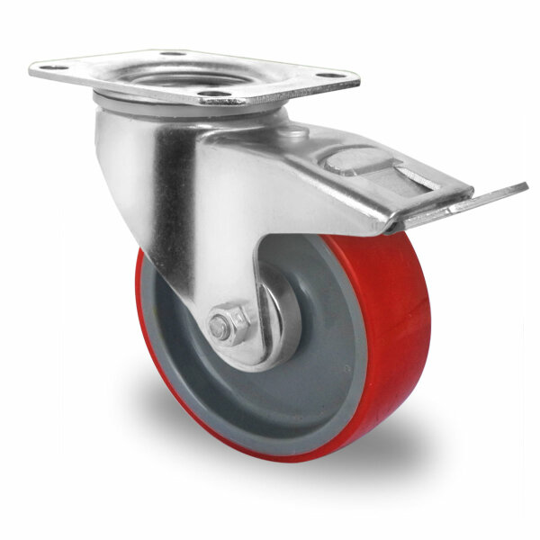 roulette pivotante avec frein total ø 100 mm série N2U6 roulement à rouleaux