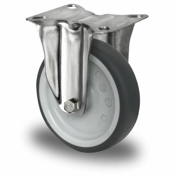 fixed castor ø 100 mm series P2W2 plain bearing stainless steel