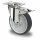 roulette pivotante avec frein total ø 80 mm série P2W2 moyeu lisse inox