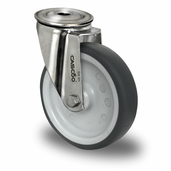 bolt hole swivel castor ø 125 mm series P2W2 plain bearing stainless steel