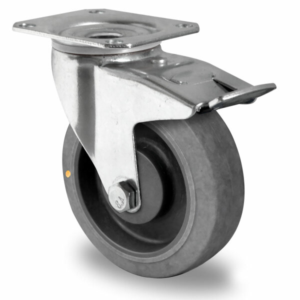 roulette pivotante avec frein total ø 125 mm série P2D2 (ESD) roulement à billes