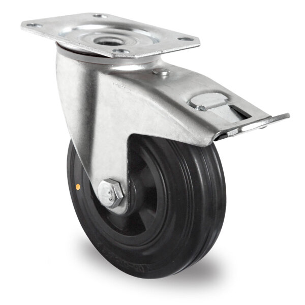 zwenkwiel met totale rem ø 100 mm serie P4S4 (antistatisch) rollager